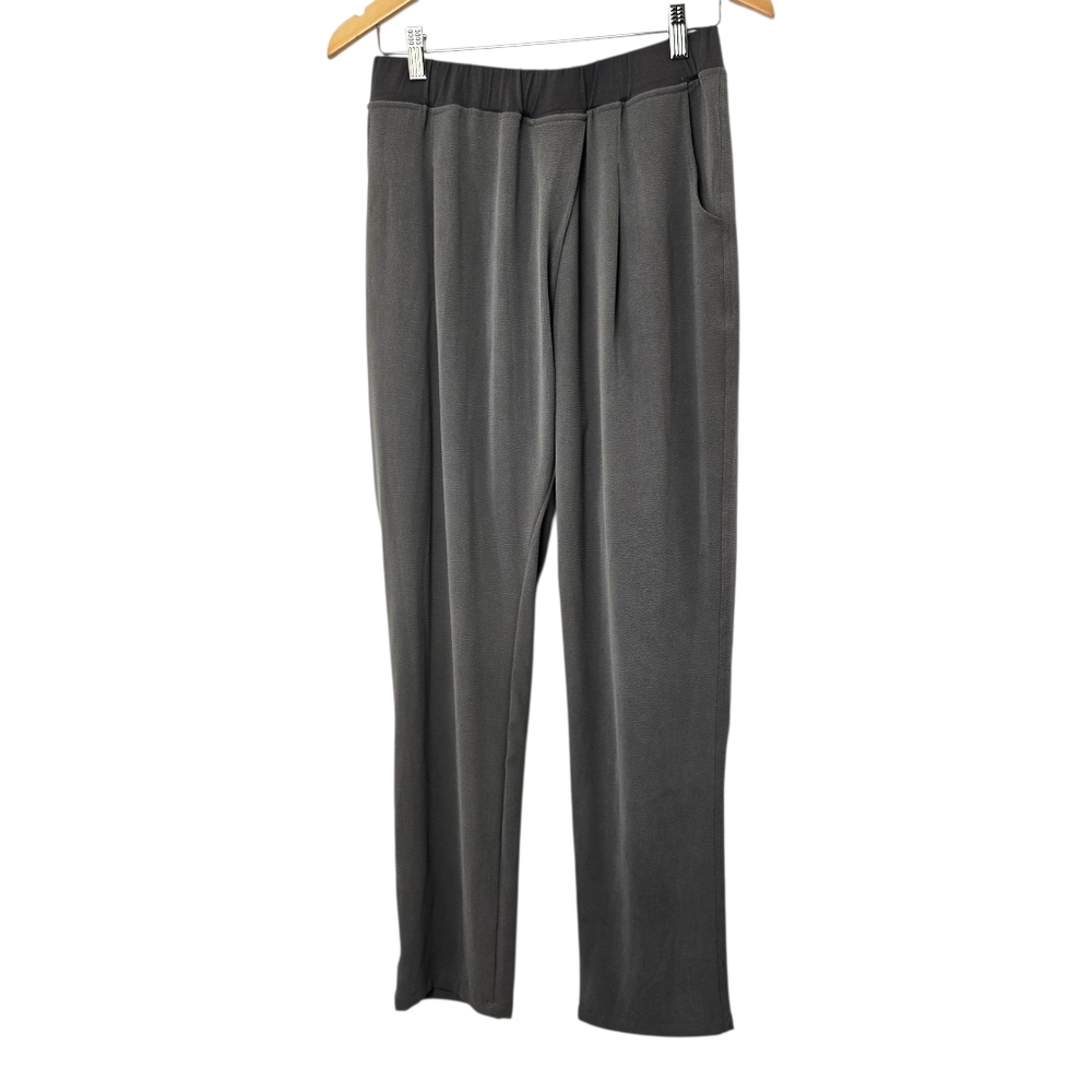 Alembika Gray Wide Leg Pants Sz 12 Pockets Minimalist Relaxed Fit Neutral Casual